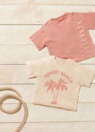 Бавовняна футболка на дівчинку набір оверсайз укорочені