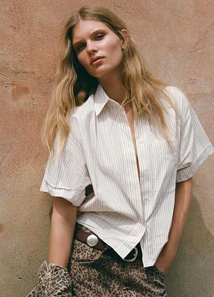 Літня сорочка оверсайз з бавовни zara - xs, s, m