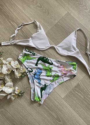 Shein, купальник з високими бразиліано в динозаври