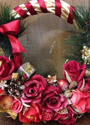 Новорічний вінок для декору будинку,новорічні прикраси,hand made1 фото