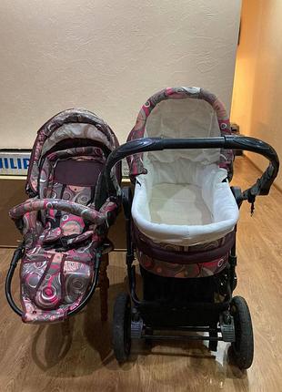 Коляска детская розовая для девочки универсал люлька+ прогулка