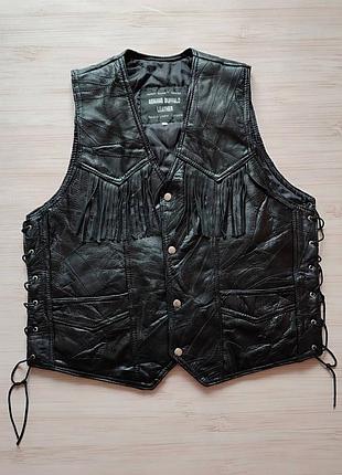 Жилетка кожаная байкерская мужская xxl navarre leather company italian stone design american vintage