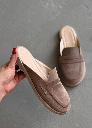 Женские лоферы анатомические натуральная замша цвет латте 36-41р