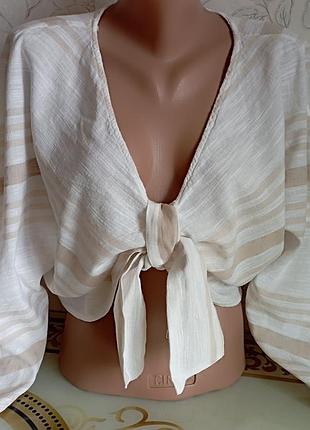 Блуза , топ лляний з об'ємними рукавами primark