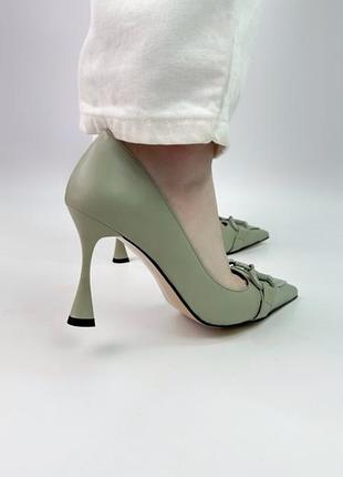 Оливковые туфли на каблуке-парочке, арт. 364163 фото
