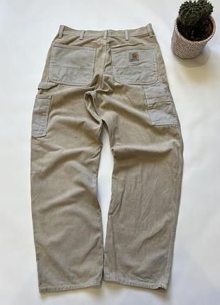 Чоловічі широкі вільветові штани бежеві кархарт carhartt