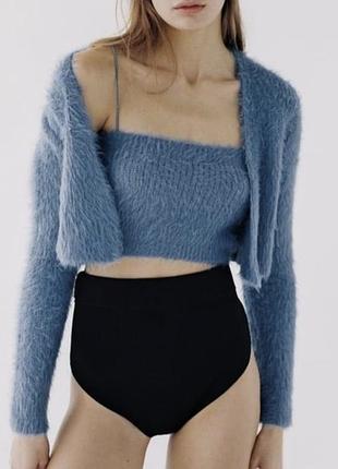 Качественная zara s женская травка кофта накидка новая синяя