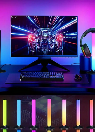 Цветная стойка светодиодных ламп rgb 2 шт usb 23.5 см rg211 с подставкой наушников