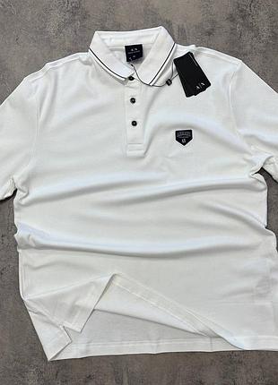 Біла чолвоіча футболка з коміром armani(розмір-xxl)