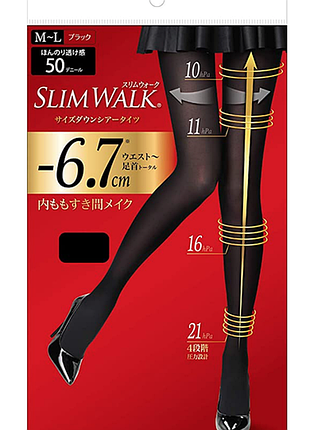 Компресійні колготки slim walk 50 den, -6,7 см колір чорний, японія