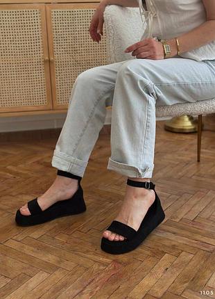 Босоніжки жіночі чорні екозамша 1105