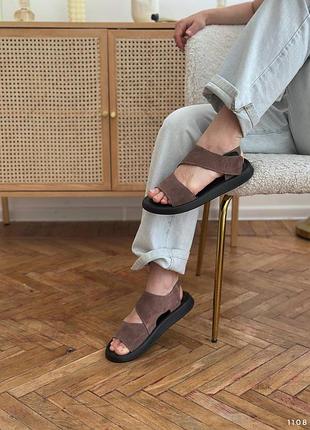 Босоніжки жіночі шоколад замша 1108