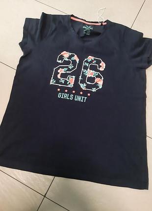 Трикотажна футболка з квітково-цифровим принтом на 12-14 років