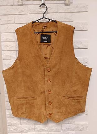 Infinity mens london 4xl жилет кожаный рыжий коричневый рыжий замшевый мужской жилетка замш