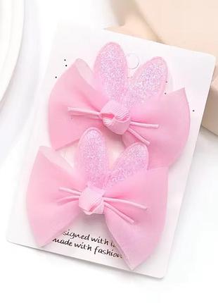 Заколки бантики с ушками набор 2шт