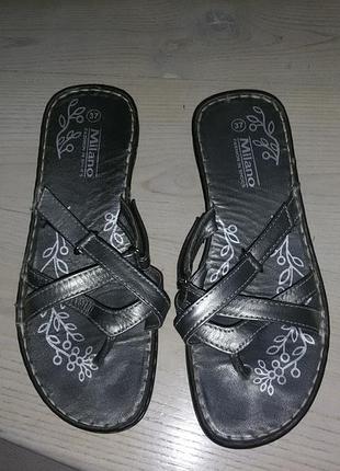 Milano fashion in shoes(italy)-кожаные шлепанцы р.37 - 24см