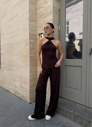 Женский костюм летний майка и + штаны брюки из натуральной дышащей ткани вискозы вискозный