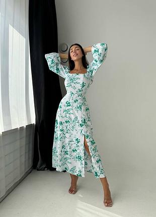 Сукня міді з розрізом на нозі 🌸