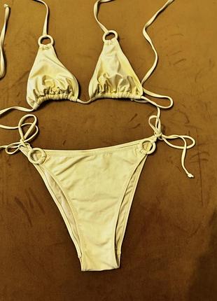Купальник бронзовий блідо жовтий гарний колір роздільний висока посадка