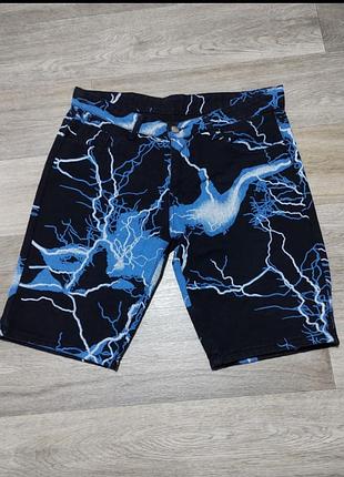 Чоловічі джинсові шорти з принтом розмір m-l