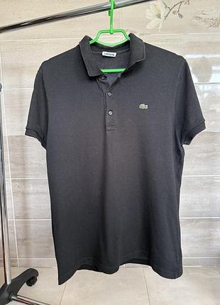 Поло lacoste в чорному кольорі, оригінал