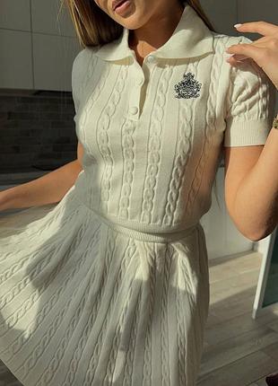 Супер люкс костюм комплект юбка топ поло