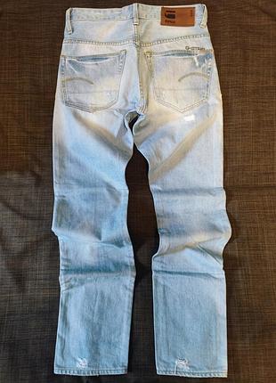 Мужские джинсы g-star wisk denim light aged destroy tapered fit (с-м)4 фото
