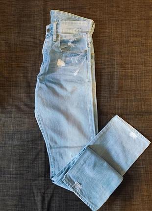 Мужские джинсы g-star wisk denim light aged destroy tapered fit (с-м)2 фото