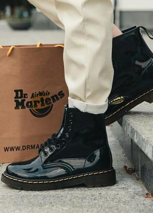 Ботинки dr. martens patent fur черевики зимние с мехом