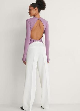 Лонг в рубчик з довгими рукавами та відкритою спиною na-kd s бузковий (12345700)