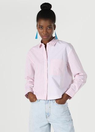 Розовая женская рубашка colin's в полоску с длинным рукавом | размер s |