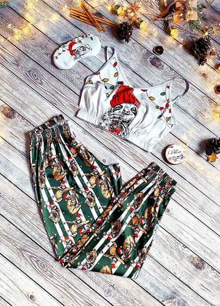 Шовкова піжама з принтом sloth