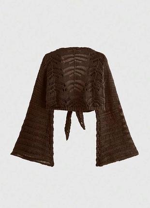 В'язаний коричневий кардиган укорочений shein