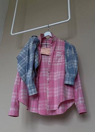 Сорочка блакитна рожева
