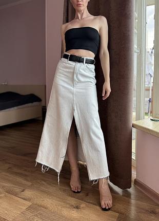 Світло блакитна джинсова спідниця zara , 38