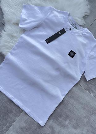 Футболка stone island біла чоловіча жіноча унісекс підліткова преміум якість xs-xxxl стон айленд