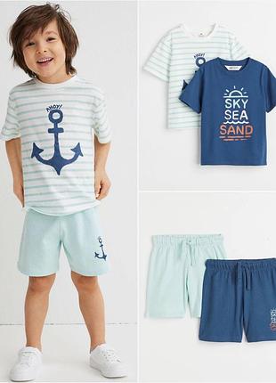 Літній комплект для хлопчика, футболка 2 шт, шорти 2 шт h&m