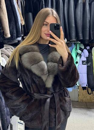 Шуба норкова шуба соболь шуба жіноча шуба англійський комір