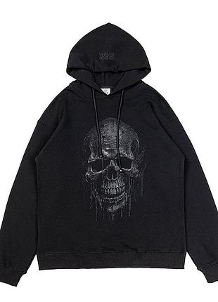 Худи vetements black skull metal. худи ветементс. s-xl