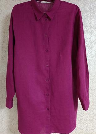 Женская удлиненная оверсайз рубашка рубашка блуза блузка лен коттон бренд esprit, р.l