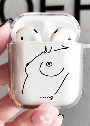 Прозорий силіконовий мʼякий чохол чехол на навушники airpods 1 2