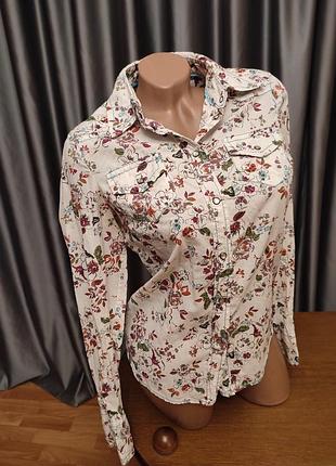 Фирменная стильная рубашка на кнопках рубашка хлопок