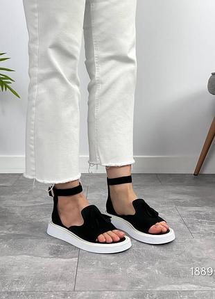 Босоніжки жіночі замша  чорний  1889