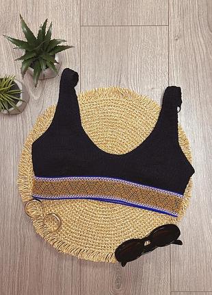 1+1=3 🔥 👙 верх купальника topshop — чорний з вишивкою на бретелях