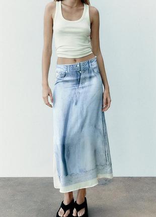 Спідниця з принтом денім zara