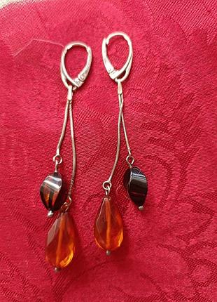 Серьги с янтарем