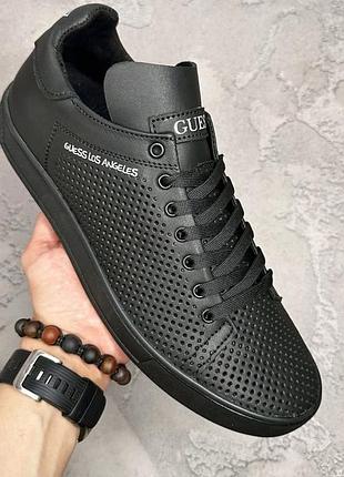 Кеды кроссовки кожаные с перфорацией guess los angeles