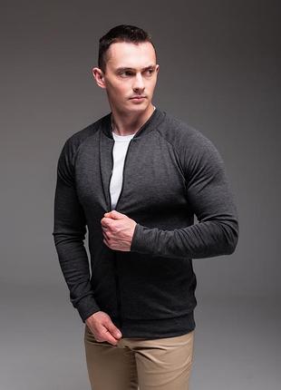 Чоловіча сіра кофта на блискавці в стилі casual без кишень