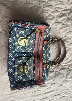 Louis vuitton neo speedy denim red alligator trim - limited