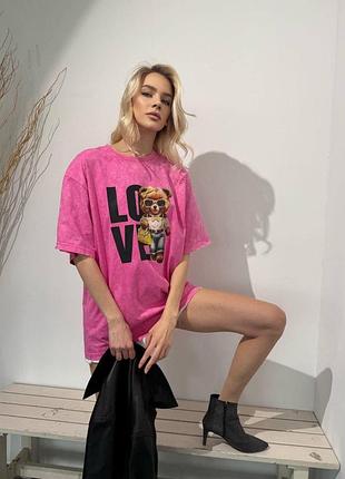 Женская футболка летняя из хлопка оверсайз тай-дай 0438